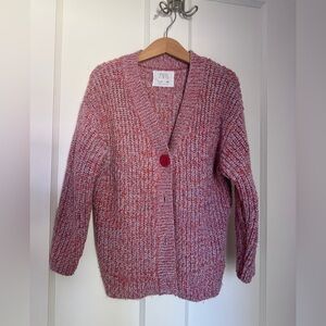 Zara Kids Red and Purple Knit Sweater Cardigan Button Up Size 6/7